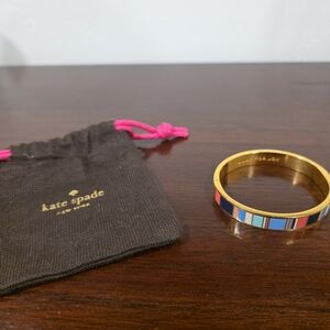kate spade gold-tone bangle with multicolor enamel stripes